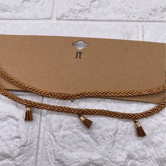 JT Choker Necklace Womens Camel Braided Tassel Adjustable Jewelry - Picture 6 of 7